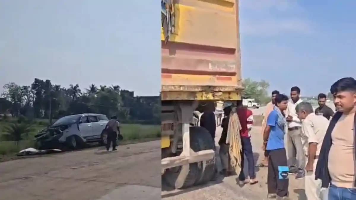 भागलपुर में हाइवा और कार के बीच भीषण टक्कर, एयरबैग ने बचाई क भागलपुर में हाइवा और कार के बीच भीषण टक्कर, एयरबैग ने बचाई क