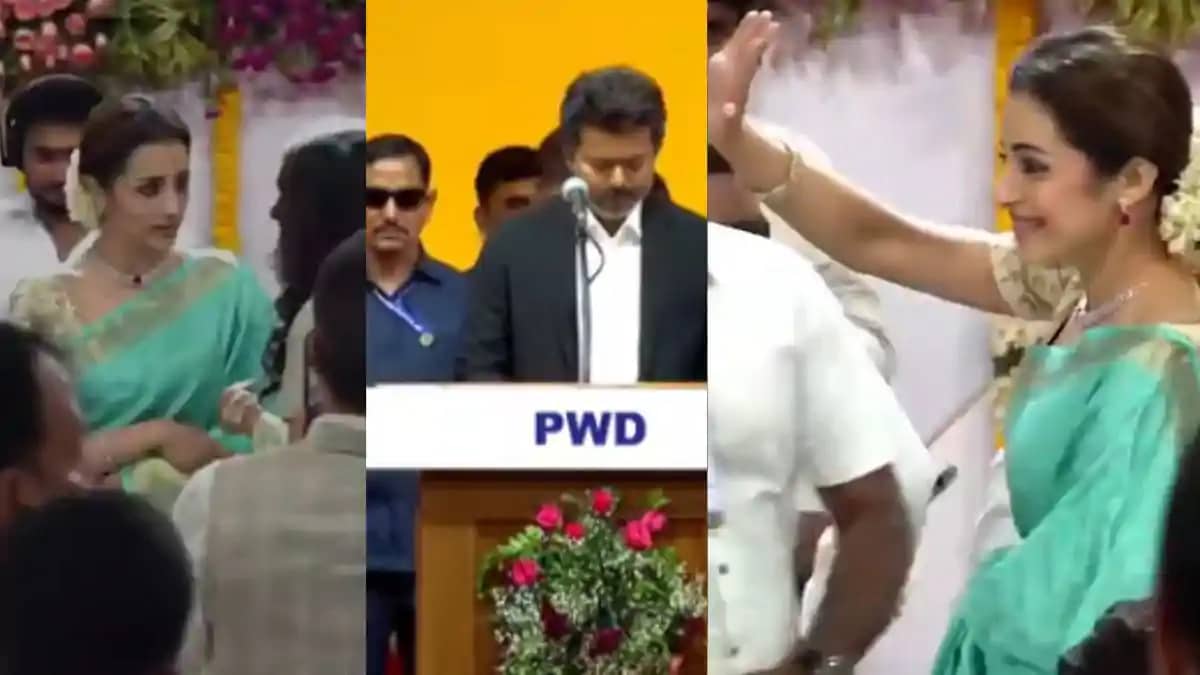 Trisha Krishnan emotional at Joseph Vijay oath love chemistr Trisha Krishnan emotional at Joseph Vijay oath love chemistr