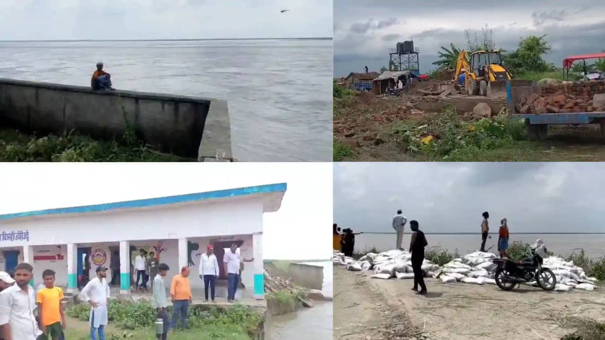 bagaha gandak river erosion 100 houses submerged school at r bagaha gandak river erosion 100 houses submerged school at r