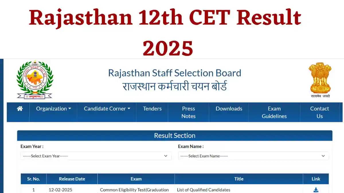 राजस्थान CET 12वीं लेवल रिजल्ट 2024 जारी, ऐसे करें चेक राजस्थान CET 12वीं लेवल रिजल्ट 2024 जारी, ऐसे करें चेक