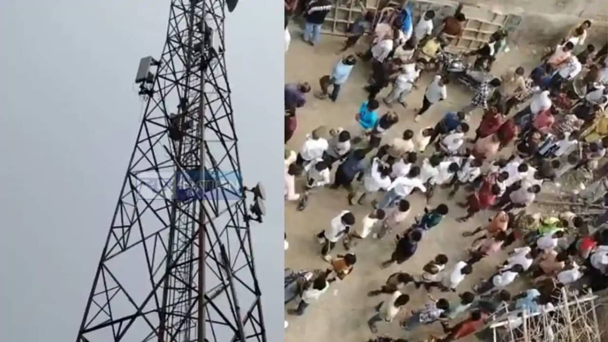 A young woman climbed a mobile tower demanding marriage A young woman climbed a mobile tower demanding marriage