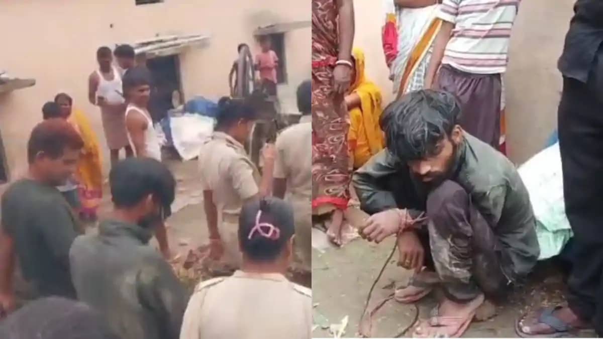 वैशाली में तालिबानी सजा: भैंस चोरी के शक में युवक को रस्सी स वैशाली में तालिबानी सजा: भैंस चोरी के शक में युवक को रस्सी स