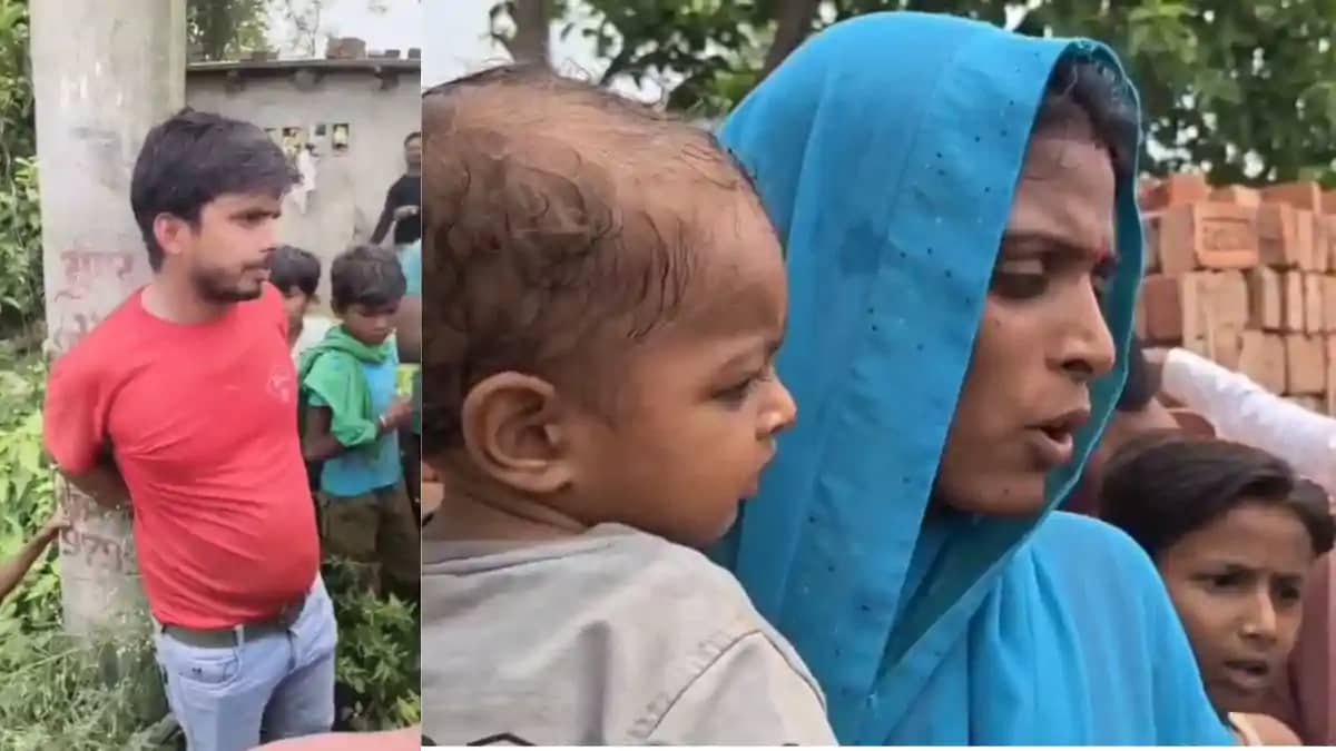 अश्लील वीडियो वायरल होने पर भारी बवाल : युवक को खंभे से बांध अश्लील वीडियो वायरल होने पर भारी बवाल : युवक को खंभे से बांध