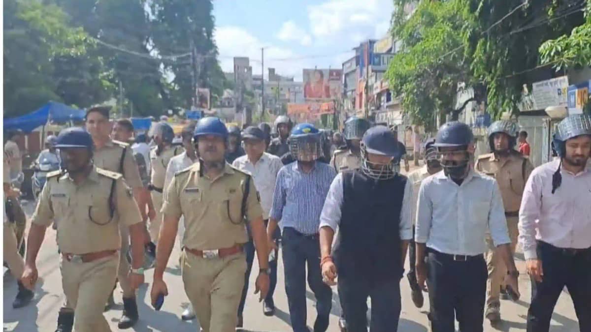 muzaffarpur bihar bandh dm ssp flag march muzaffarpur bihar bandh dm ssp flag march