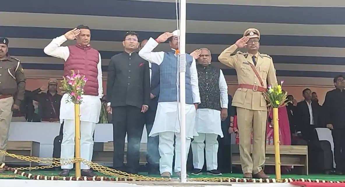 Tricolor hoisted in RMK ground echoing in the glory of democ Tricolor hoisted in RMK ground echoing in the glory of democ